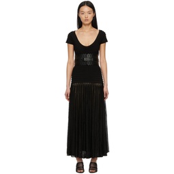 Black Ottoman Knit Long Dress 221483F055003