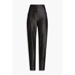 Metallic high-rise tapered jeans