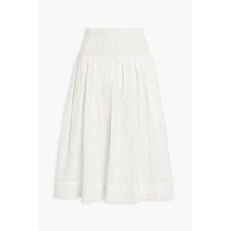June pleated broderie anglaise cotton midi skirt