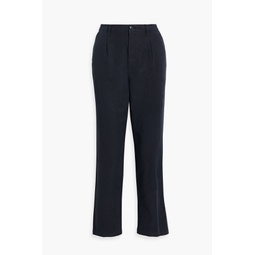 Boy pleated cotton and linen-blend straight-leg pants