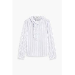 Ruffled striped cotton-blend poplin blouse