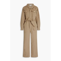 Mel belted cotton and linen-blend twill jumpsuit