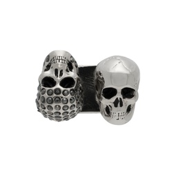 Silver Pave Twin Skull Sneaker Charm 222259M146002