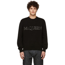 Black Knit Embroidered Sweater 221259M201001
