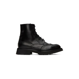 Black Leather Lace Up Boots 231259M255001