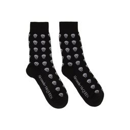Black   White Skull Sport Short Socks 221259M220003