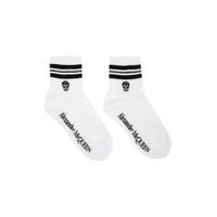 White   Black Stripe Skull Sport Socks 221259F076009