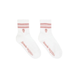 White   Pink Stripe Skull Socks 222259F076021