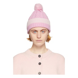 Pink Cable Knit Beanie 221259F014000
