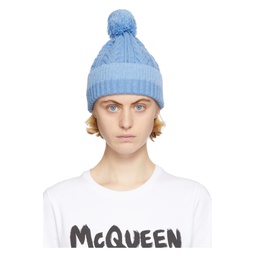 Blue Cable Knit Beanie 221259F014001