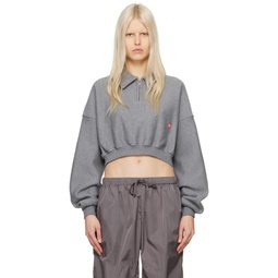 Gray Half Zip Sweatshirt 241187F097007