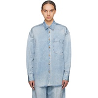Blue Printed Denim Shirt 241187F109000