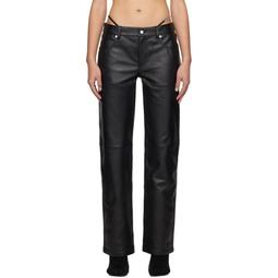Black Low Rise Leather Pants 241187F084000