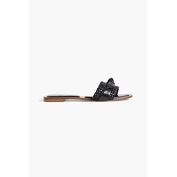 Clarita bow-embellished braided leather slides