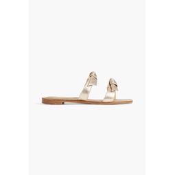 Knotted metallic textured-leather sandals