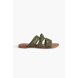 Clarita bow-embellished woven leather sandals