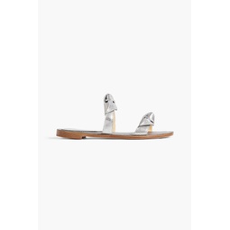 Clarita bow-embellished metallic snake-effect leather sandals