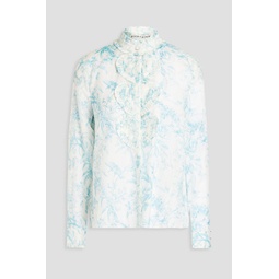 Kurt printed cotton and silk-blend voile blouse