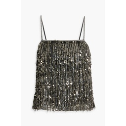 Chi fringed sequined tulle top