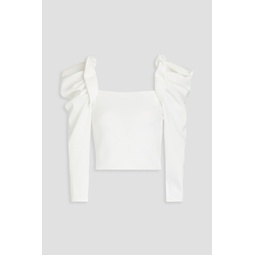 Genny cropped gathered stretch-knit top