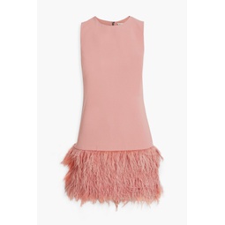 Coley feather-trimmed crepe mini dress