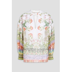 Floral-print cotton and silk-blend voile blouse