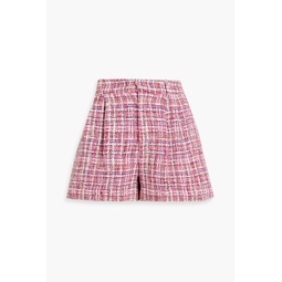 Conry pleated boucle-tweed shorts