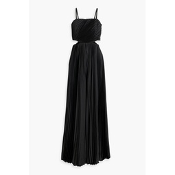 Powell cutout pleated satin wide-leg jumpsuit