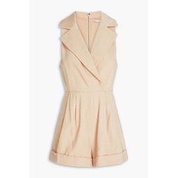 Merritt pleated linen-blend playsuit