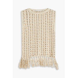 Embellished crocheted cotton top