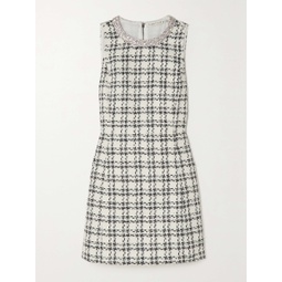 ALICE + OLIVIA Clyde crystal-embellished checked tweed mini dress