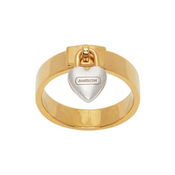 Gold Heart Padlock Ring 241820F024003