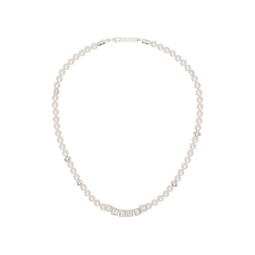 Silver   White Pearl Letterblock Necklace 241820M145001