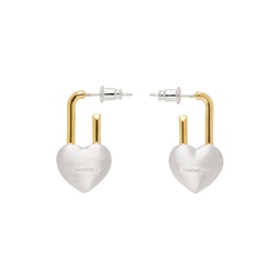 Silver   Gold Small Heart Padlock Earrings 241820F022000