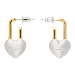 Silver & Gold Small Heart Padlock Earrings 241820F022000