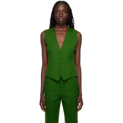 Green Covered Button Vest 231482F068012