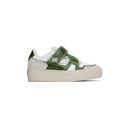 Green   White Ami Arcade Sneakers 231482M237008