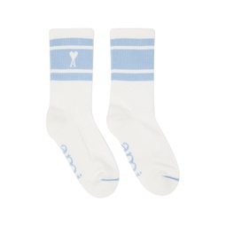 Blue Ami de Coeur Striped Socks 241482M220015
