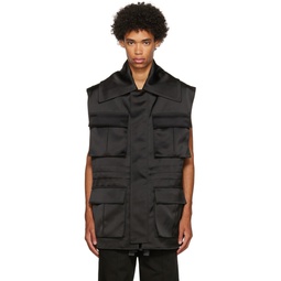 Black Polyester Vest 221482M185001