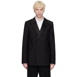 Black Double Breasted Jacket 232482M195000