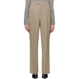 Taupe Pleated Trousers 241482F087009