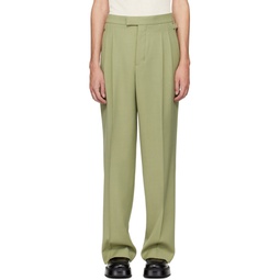 Green Pleated Trousers 241482M191020