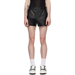 Black Four Pocket Leather Shorts 241482M193009