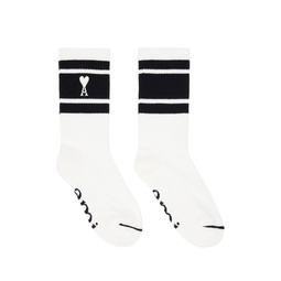 White   Black Ami de Cœur Striped Socks 241482F076004