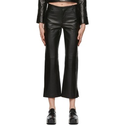 Black Cropped Leather Pants 221482F084002
