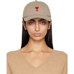 Taupe Red Ami de Coeur Embroidery Cap 241482F016005