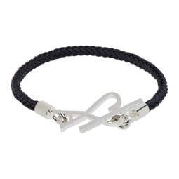 Black & Silver Ami de Coeur Cord Bracelet 241482F020002