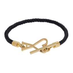 Black & Gold Ami de Coeur Cord Bracelet 241482M142002