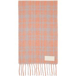 Pink & Gray Checked Scarf 232482F028000