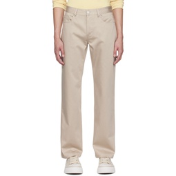 Beige Straight Fit Trousers 241482M191001